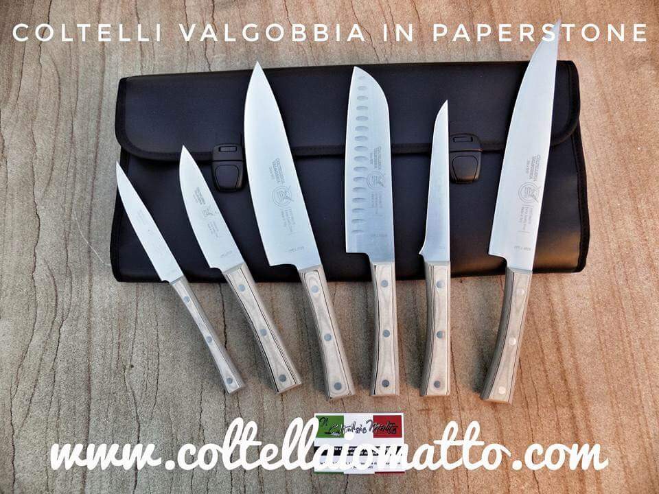 SET COLTELLI PROFESSIONALI VALGOBBIA - MANICO IN PAPERSTONE - MADE IN ITALY